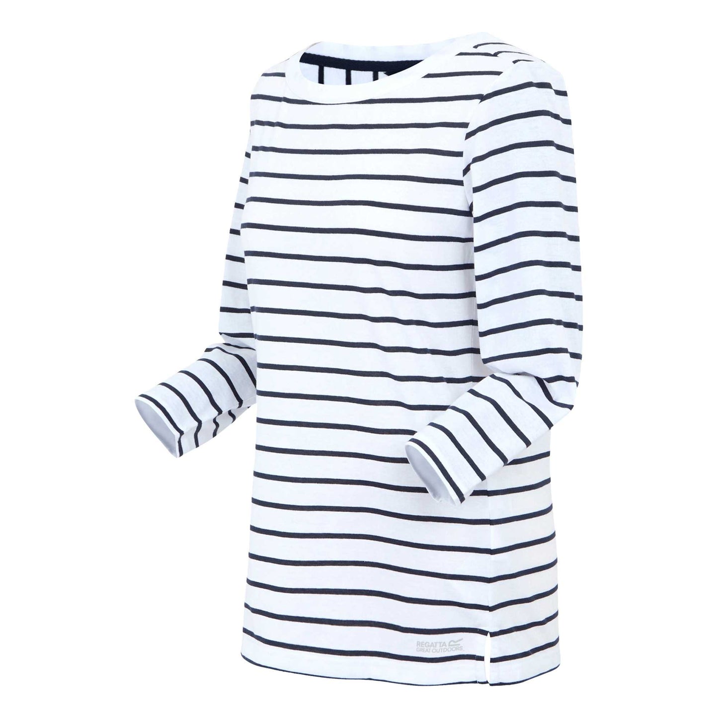 White-Navy - Side - Regatta Womens-Ladies Baylette II Striped T-Shirt