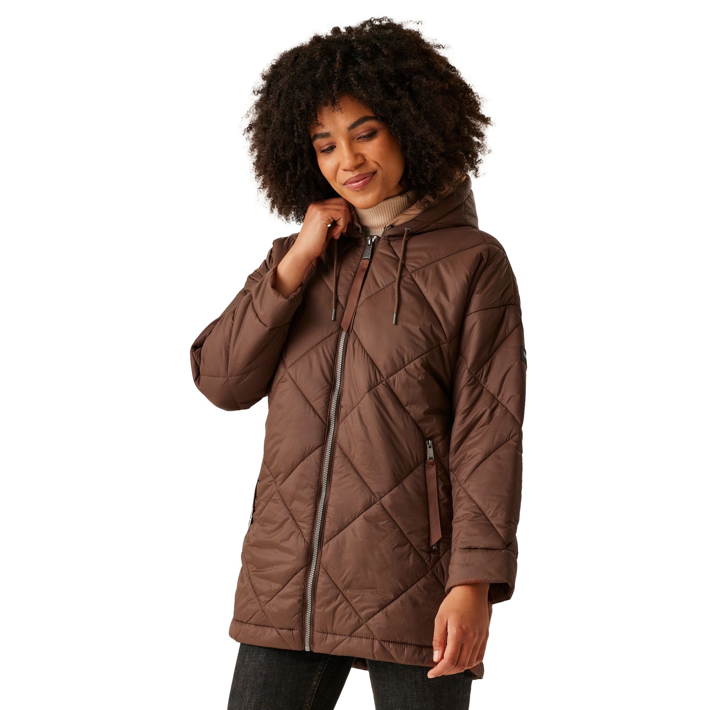 Dark Brown-Warm Taupe - Lifestyle - Regatta Womens-Ladies Emila Quilted Jacket
