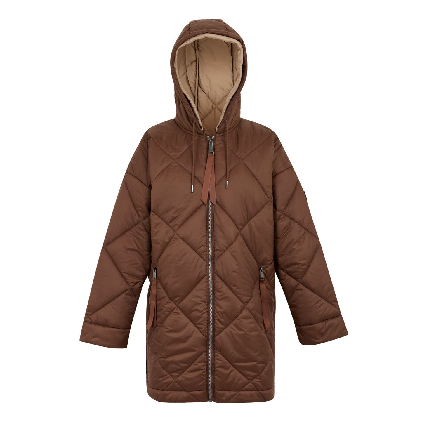 Dark Brown-Warm Taupe - Front - Regatta Womens-Ladies Emila Quilted Jacket