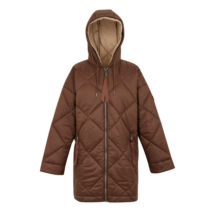 Dark Brown-Warm Taupe - Front - Regatta Womens-Ladies Emila Quilted Jacket