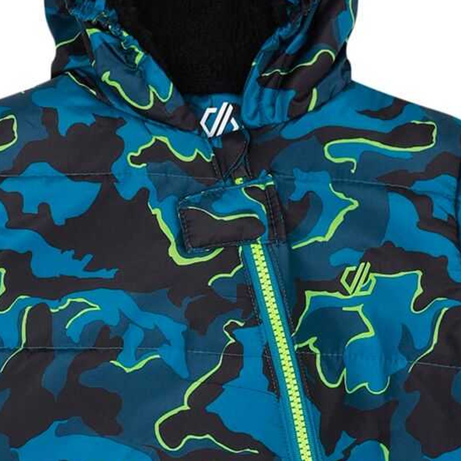 Kingfisher Blue - Side - Dare 2B Childrens-Kids Bambino II Camo Snowsuit