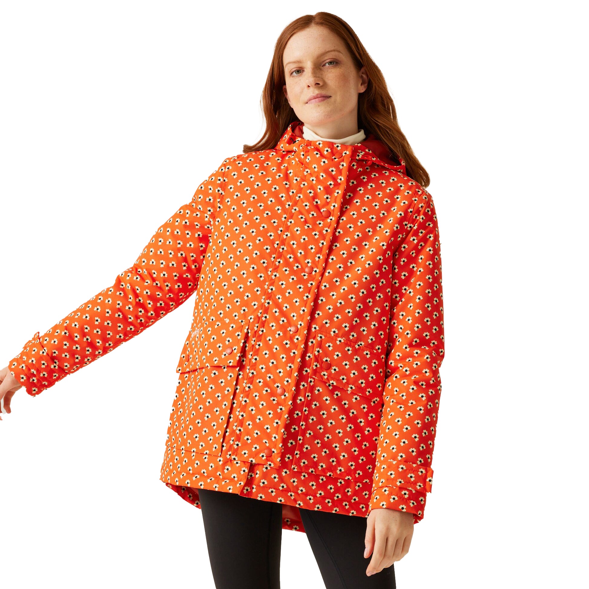 Red - Side - Regatta Womens-Ladies Orla Kiely Clover Mid Length Waterproof Jacket
