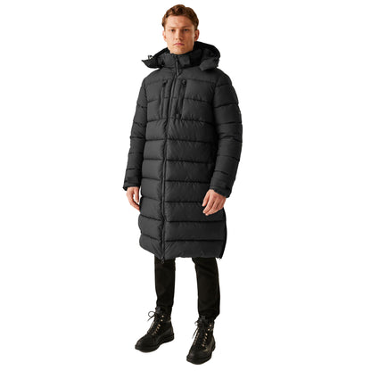 Black-Black - Side - Regatta Mens Mottere Longline Padded Jacket