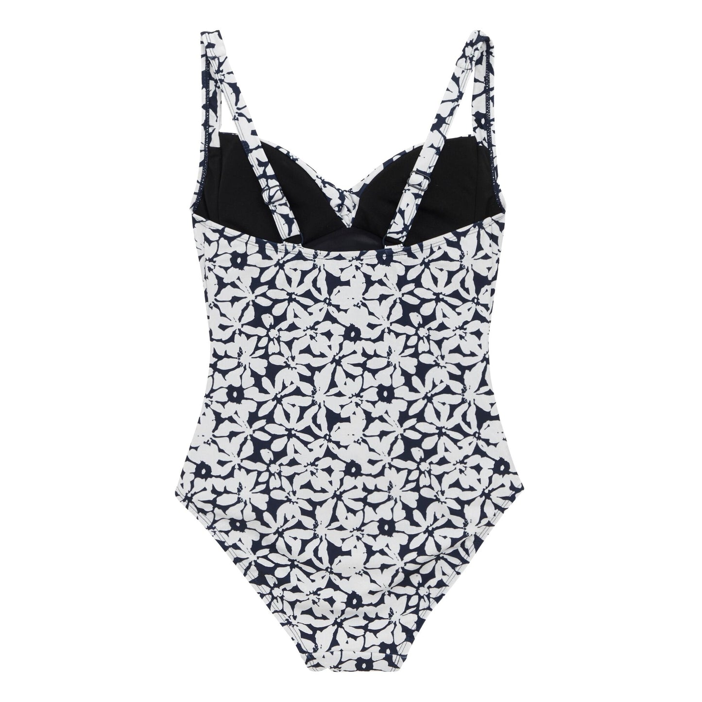 Navy-White - Back - Regatta Womens-Ladies Sakari Large Floral Tummy Control One Piece Swimsuit