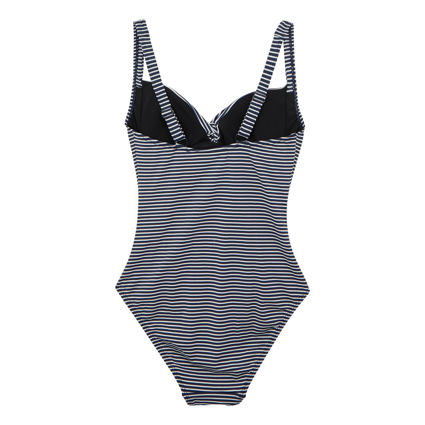 Navy-White - Back - Regatta Womens-Ladies Stripe Seersucker Tummy Control One Piece Swimsuit