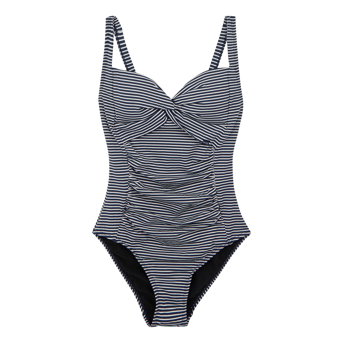 Navy-White - Front - Regatta Womens-Ladies Stripe Seersucker Tummy Control One Piece Swimsuit