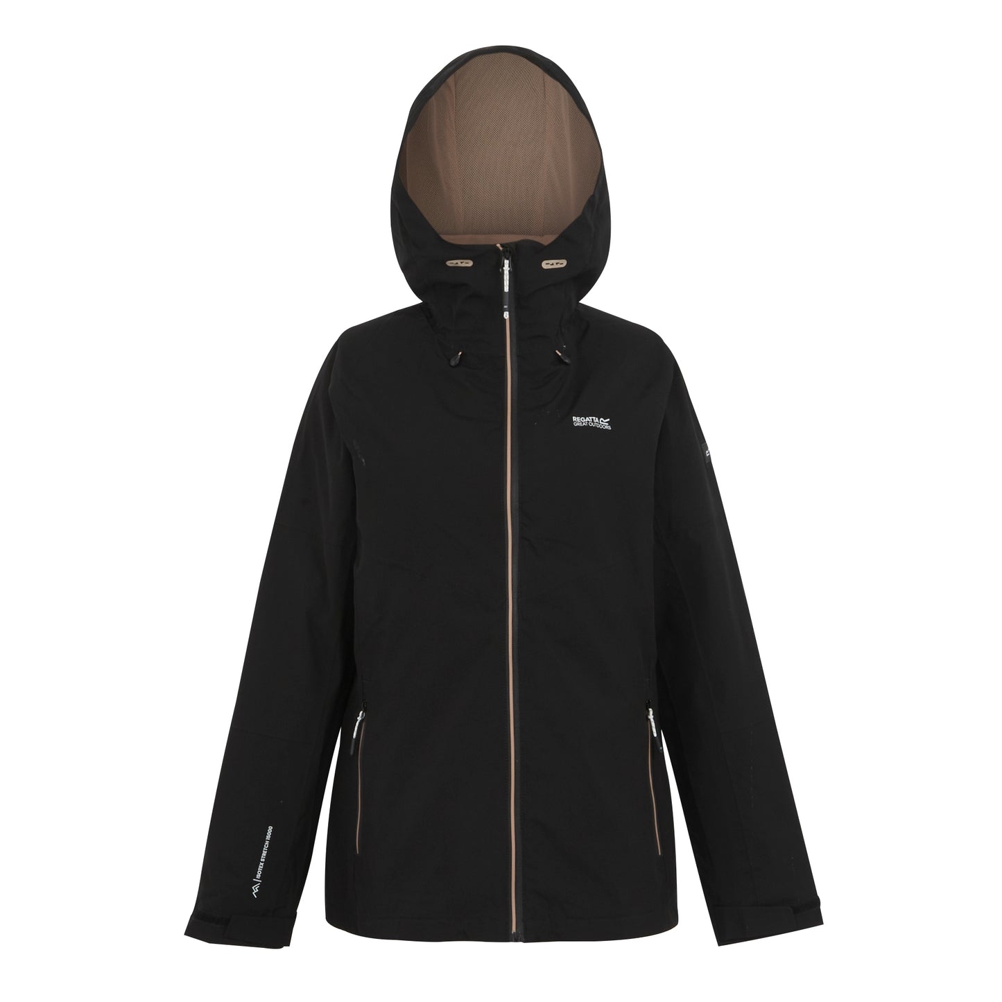 Black-Warm Taupe - Front - Regatta Womens-Ladies Wentwood IX Plain 3 in 1 Jacket