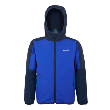 Olympian Blue-Navy - Front - Regatta Childrens-Kids Volcanics VIII Terrain Print Reflective Jacket