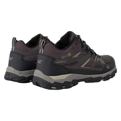 Peat-Gold Fawn - Back - Regatta Mens Holcombe 3 Low Walking Boots