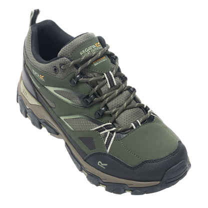 Dark Khaki-Light Sage - Front - Regatta Mens Holcombe 3 Low Walking Boots