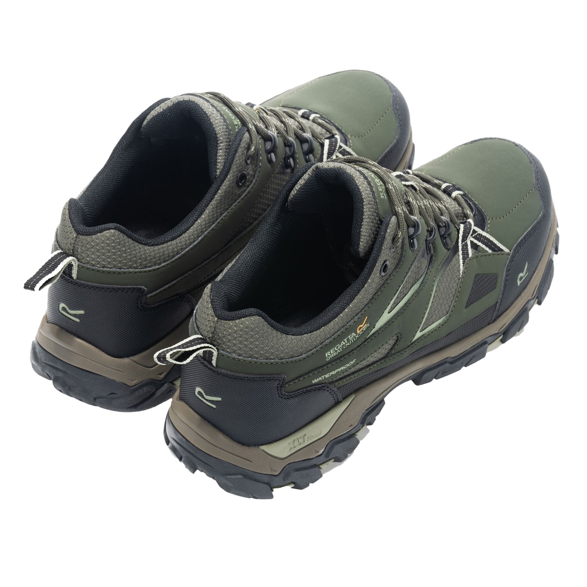 Dark Khaki-Light Sage - Back - Regatta Mens Holcombe 3 Low Walking Boots
