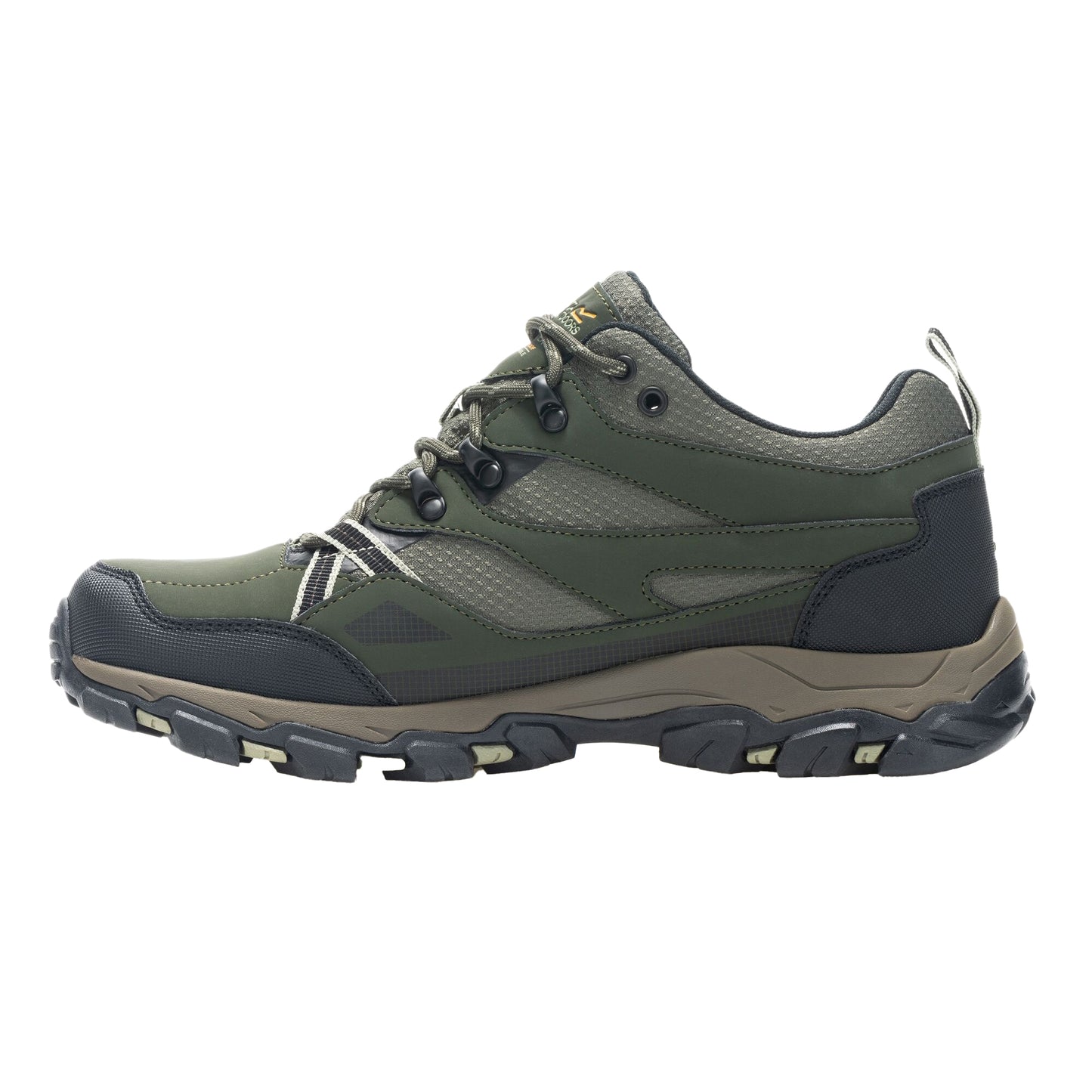 Dark Khaki-Light Sage - Side - Regatta Mens Holcombe 3 Low Walking Boots