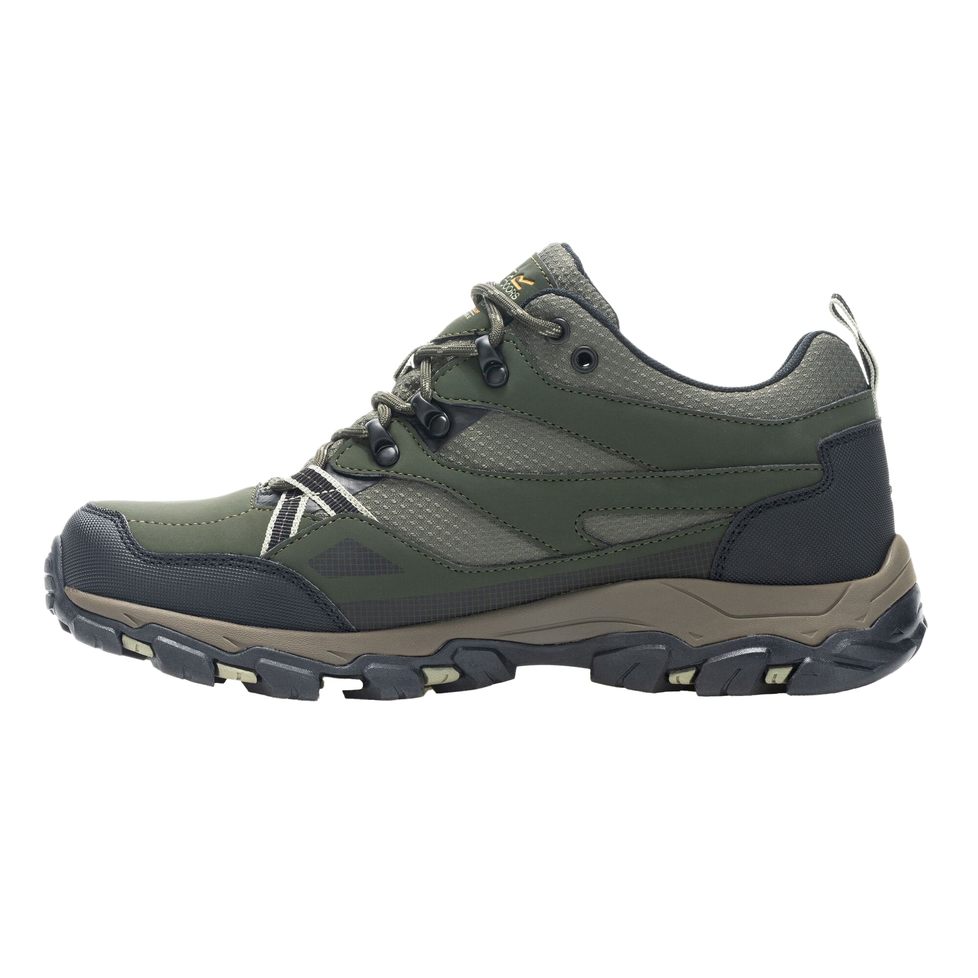Dark Khaki-Light Sage - Side - Regatta Mens Holcombe 3 Low Walking Boots