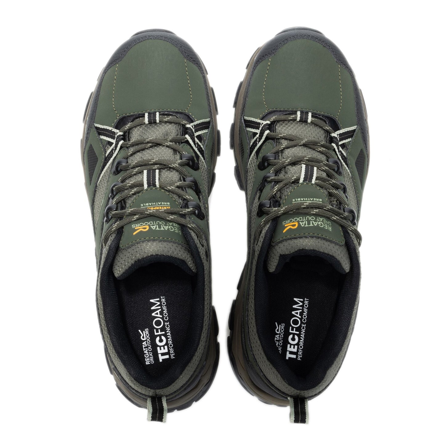 Dark Khaki-Light Sage - Pack Shot - Regatta Mens Holcombe 3 Low Walking Boots