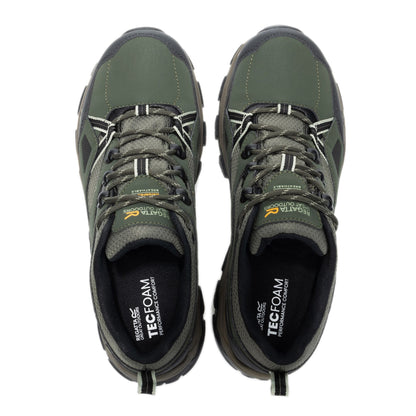 Dark Khaki-Light Sage - Pack Shot - Regatta Mens Holcombe 3 Low Walking Boots