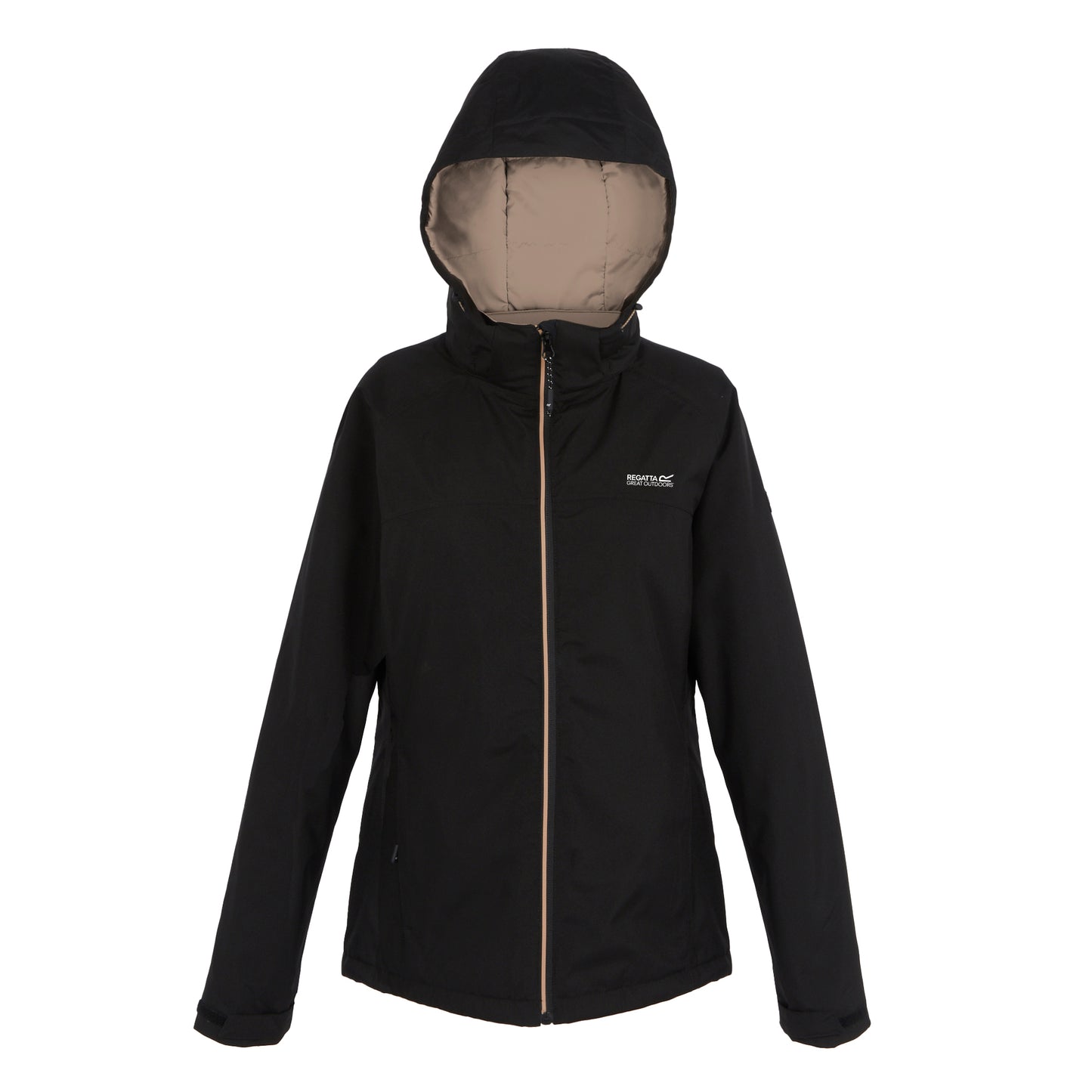 Black-Warm Taupe - Front - Regatta Womens-Ladies Frelton Waterproof Jacket