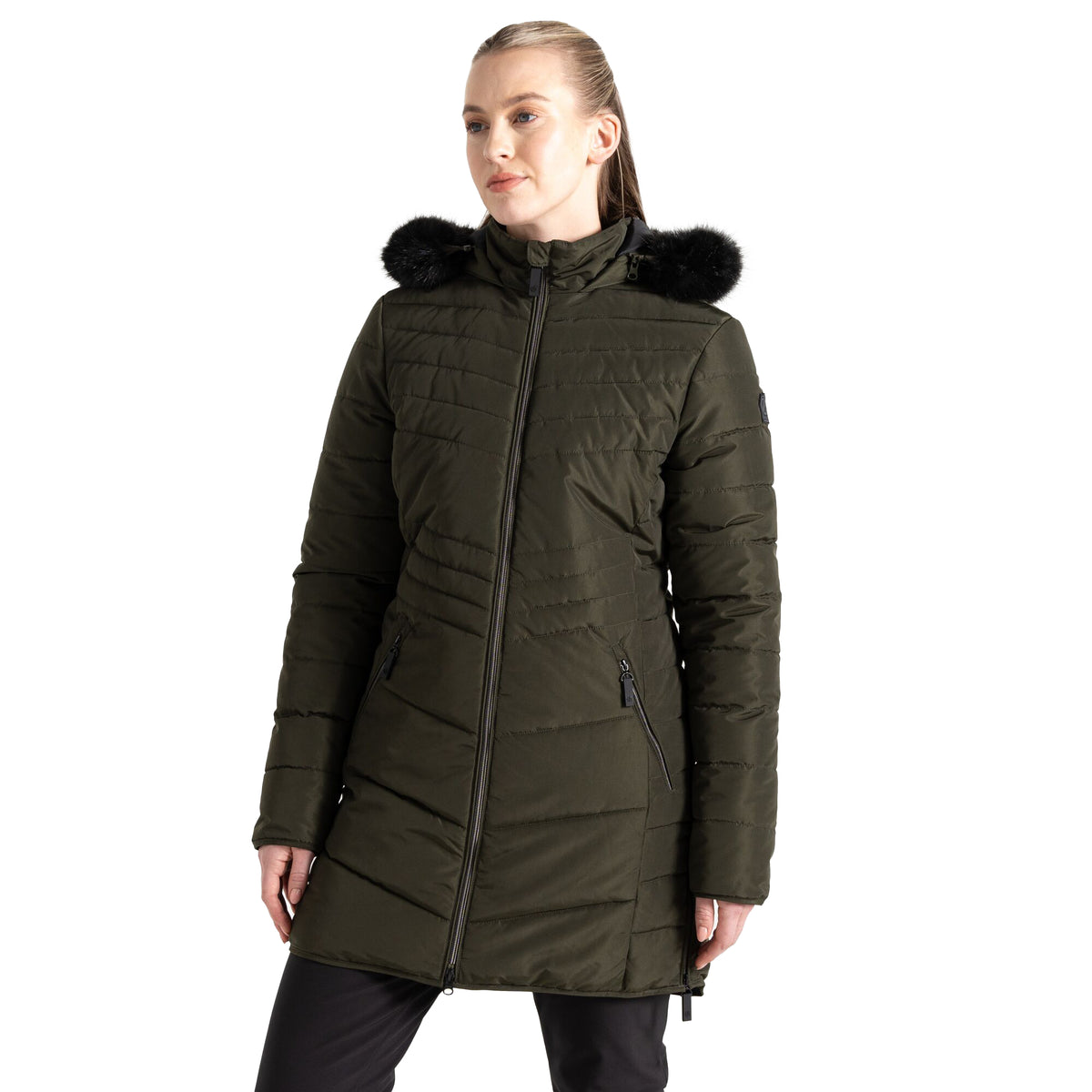 Dark Khaki - Lifestyle - Dare 2B Womens-Ladies Striking IIII Mid Length Padded Jacket