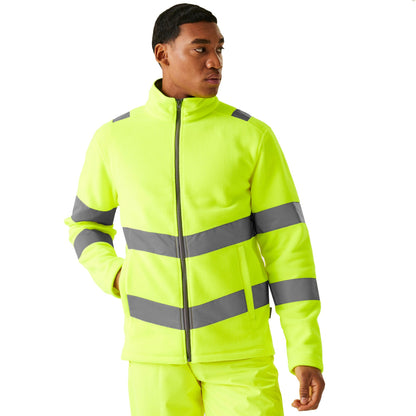 Yellow - Side - Regatta Professional Mens Pro Contract Thor Hi-Vis Fleece Jacket