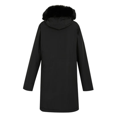 Black - Back - Regatta Womens-Ladies Faux Fur Trim Parka