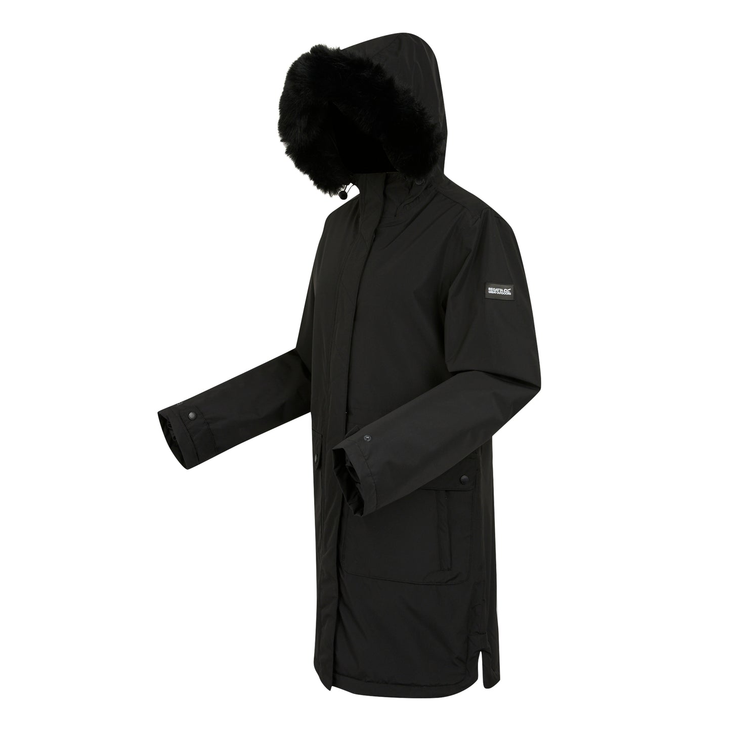 Black - Lifestyle - Regatta Womens-Ladies Faux Fur Trim Parka