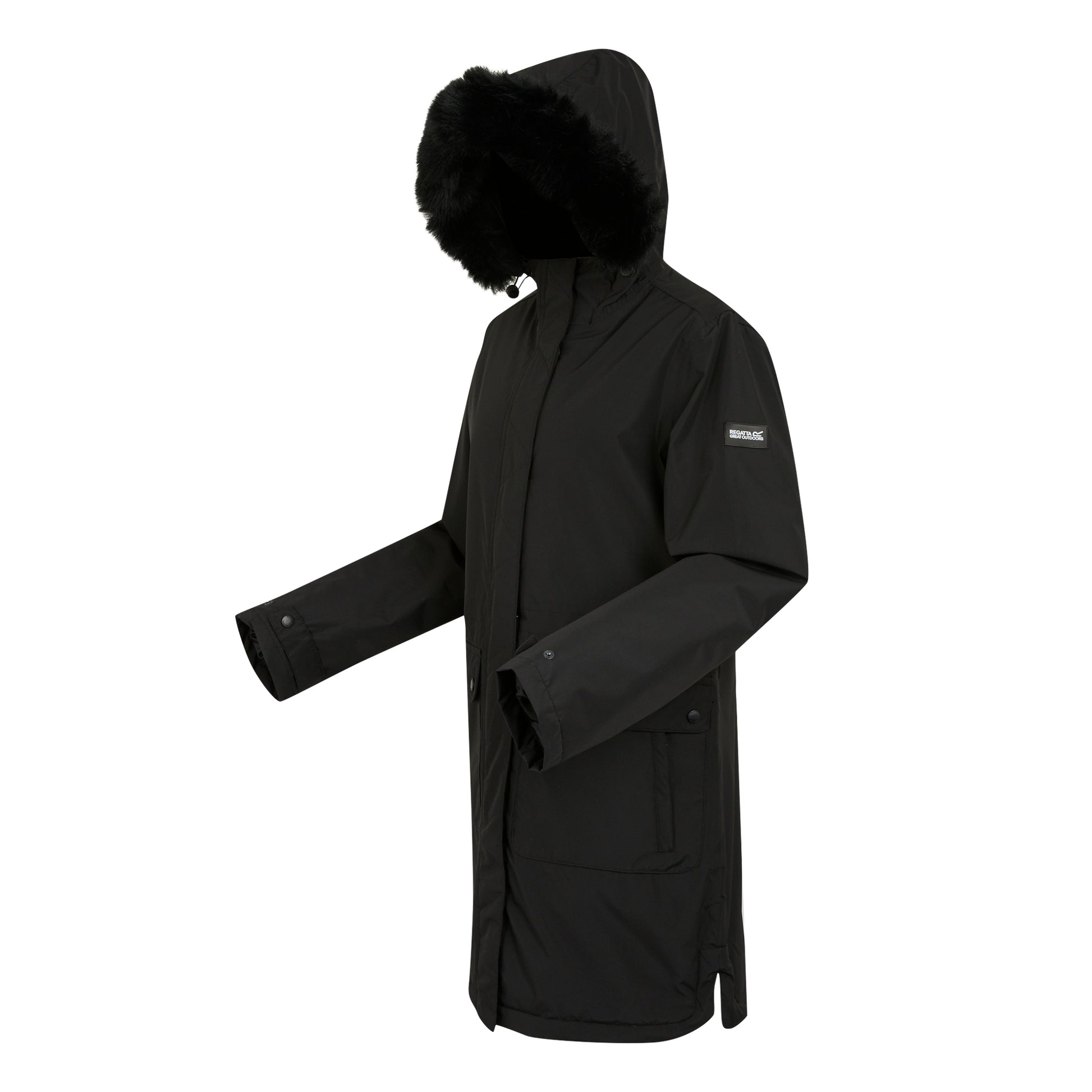 Black - Lifestyle - Regatta Womens-Ladies Faux Fur Trim Parka