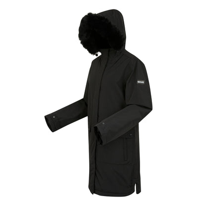 Black - Lifestyle - Regatta Womens-Ladies Faux Fur Trim Parka