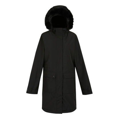 Black - Front - Regatta Womens-Ladies Faux Fur Trim Parka