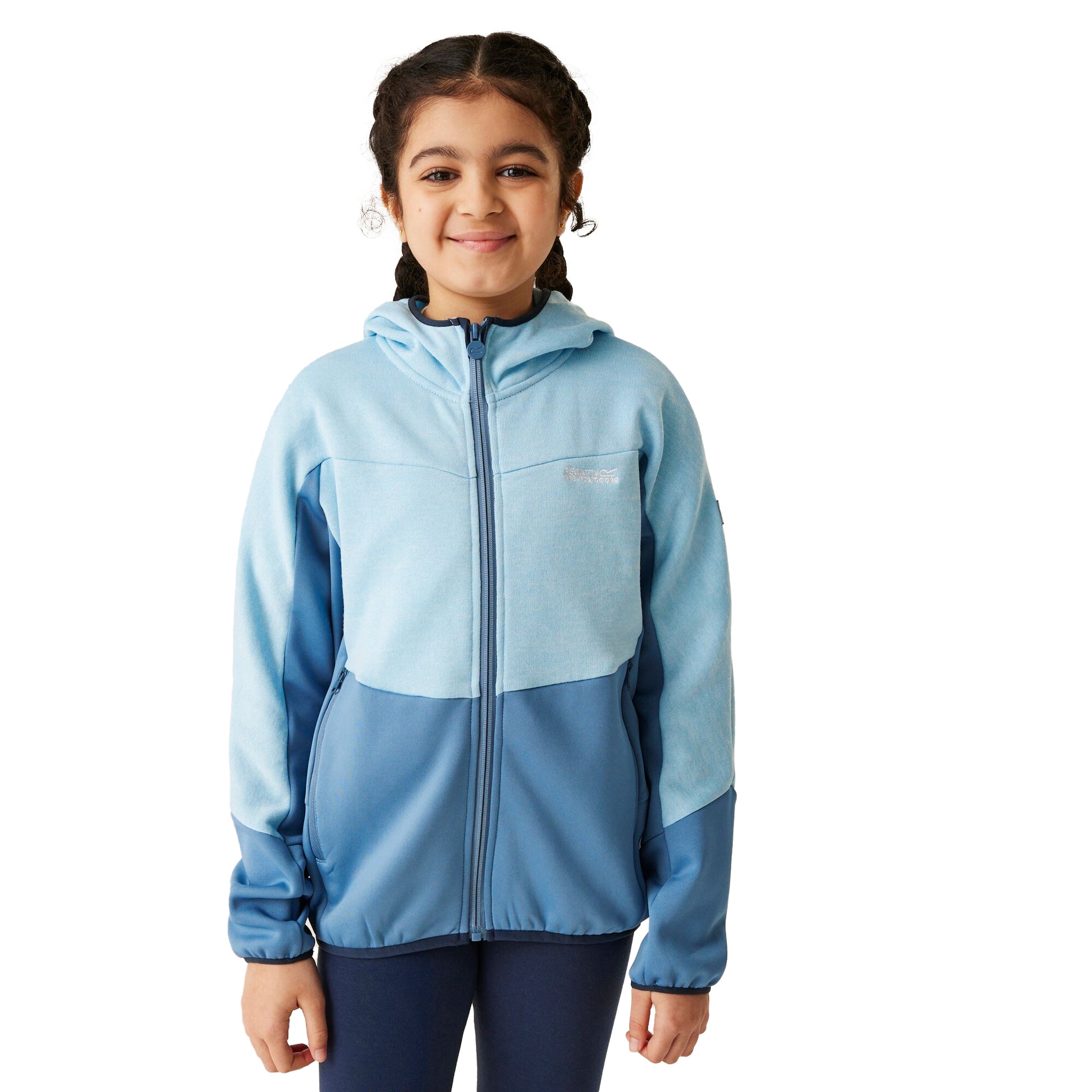 Clear Sky-Coronet Blue - Side - Regatta Childrens-Kids Dissolver IX Marl Full Zip Fleece Jacket