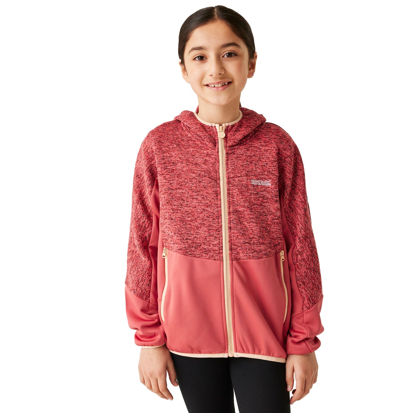 Red Sky-Mineral Red - Side - Regatta Childrens-Kids Dissolver IX Marl Full Zip Fleece Jacket