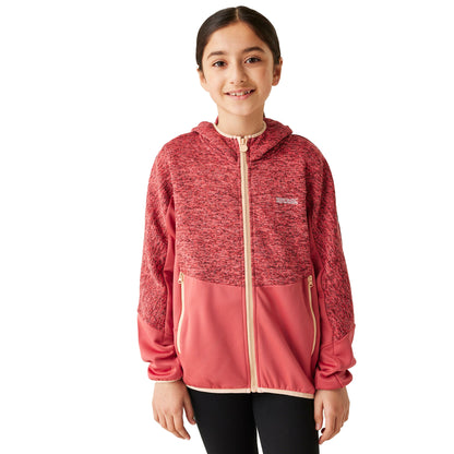 Red Sky-Mineral Red - Side - Regatta Childrens-Kids Dissolver IX Marl Full Zip Fleece Jacket