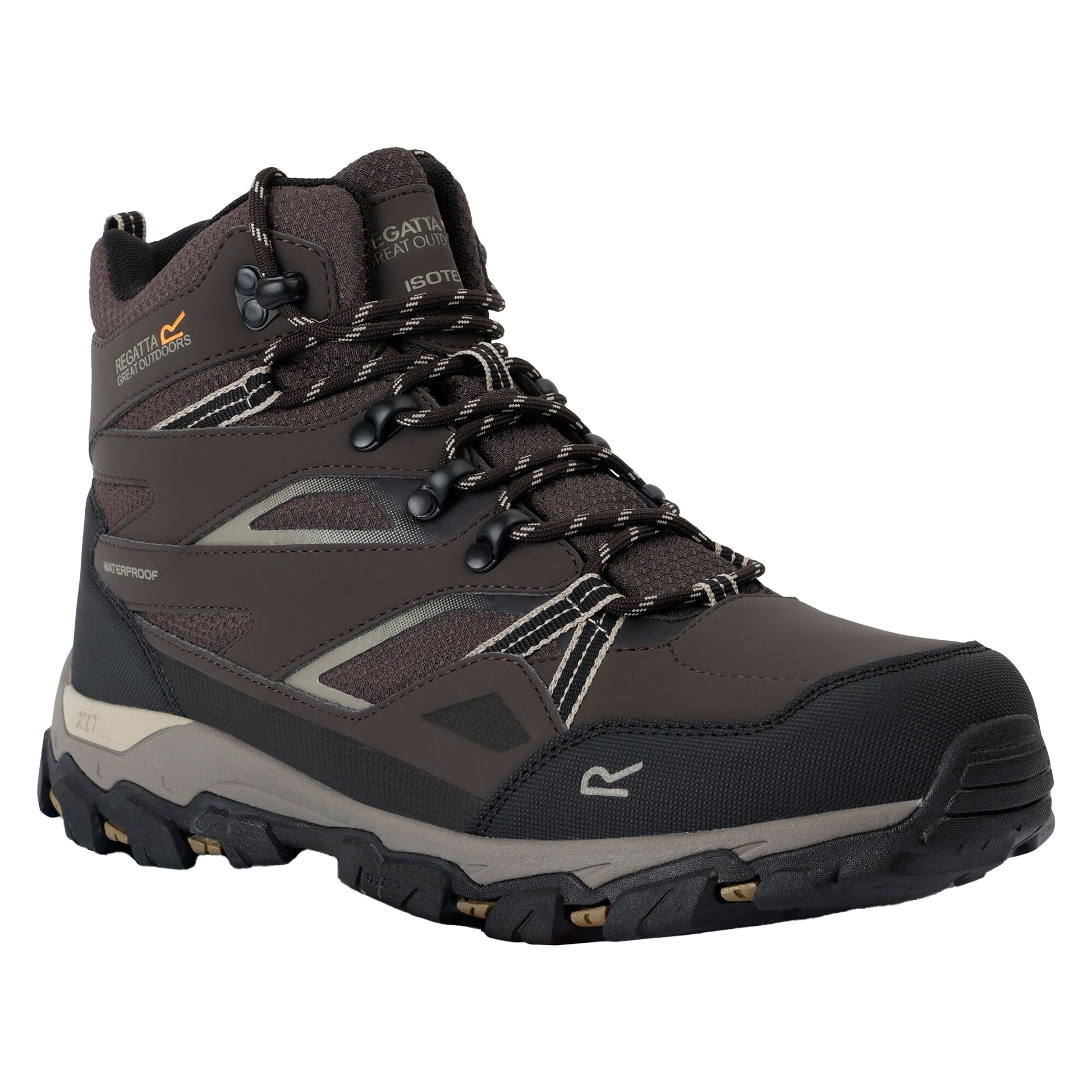 Peat-Gold Fawn - Front - Regatta Mens Holcombe III Walking Boots