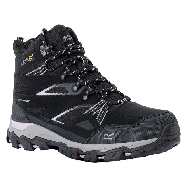 Black-Purple Sage - Front - Regatta Womens-Ladies Holcombe III Walking Boots