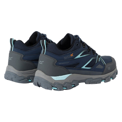 Navy-Aruba Blue - Back - Regatta Womens-Ladies Holcombe III Low Walking Shoes