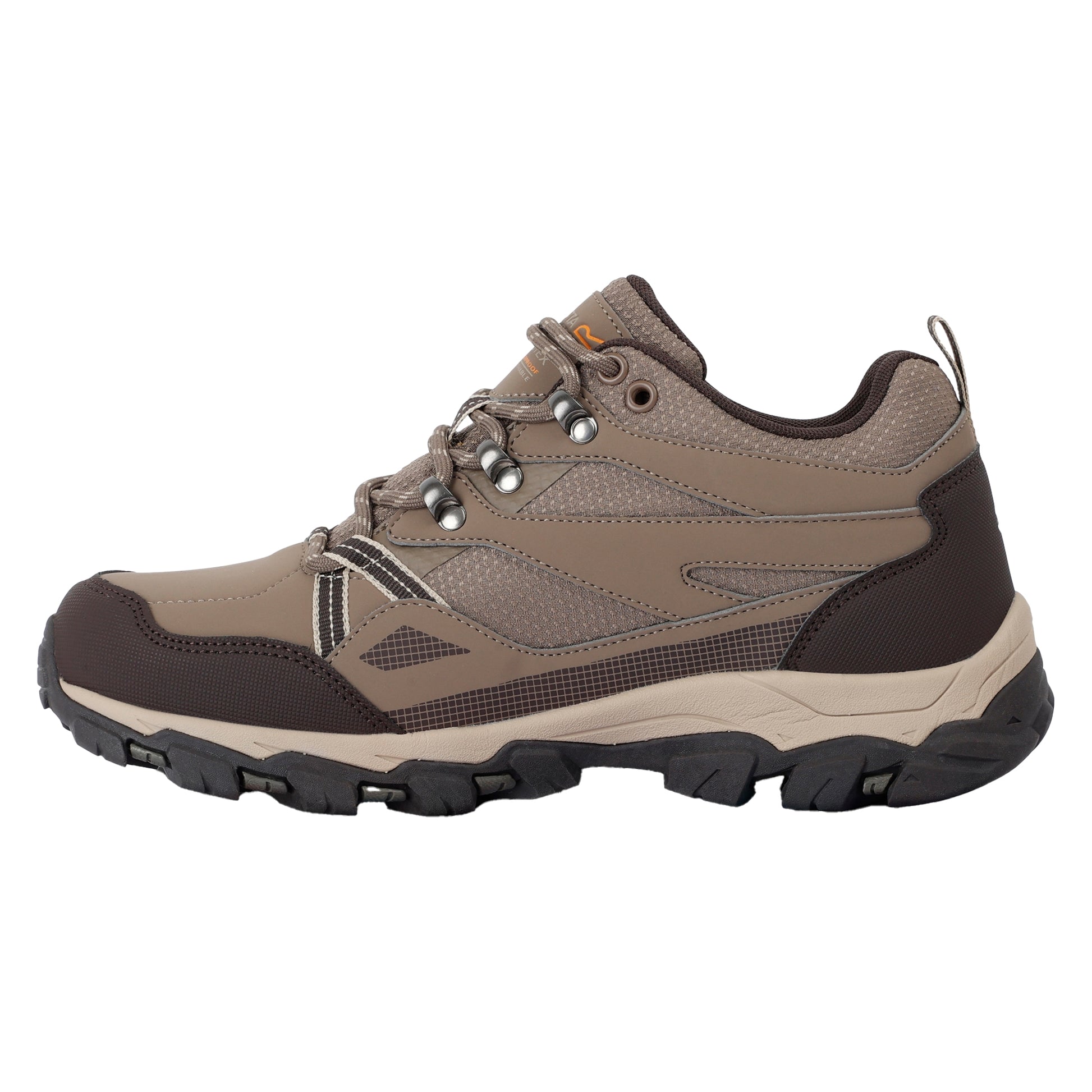 Walnut-White Pepper - Side - Regatta Womens-Ladies Holcombe III Low Walking Shoes