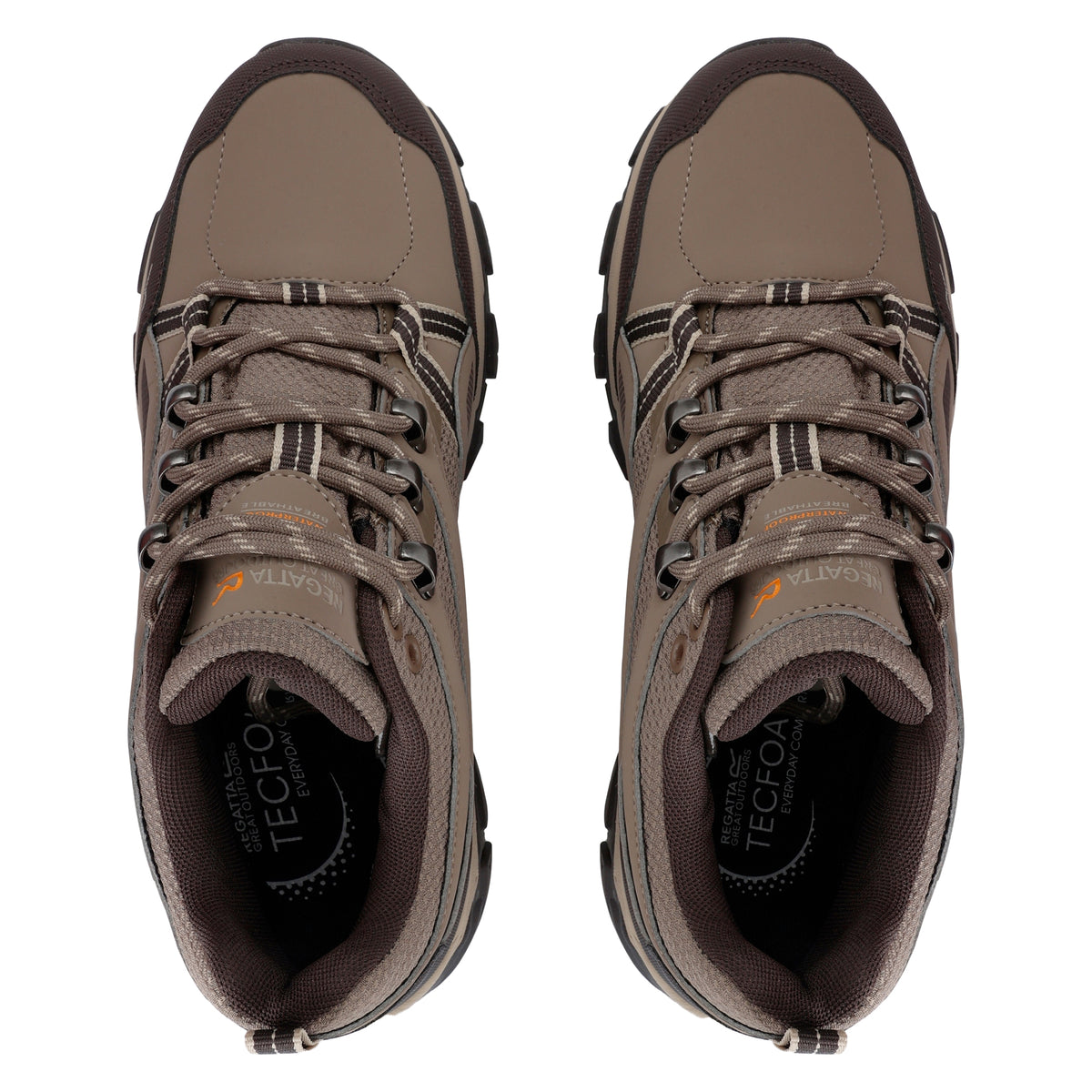 Walnut-White Pepper - Pack Shot - Regatta Womens-Ladies Holcombe III Low Walking Shoes