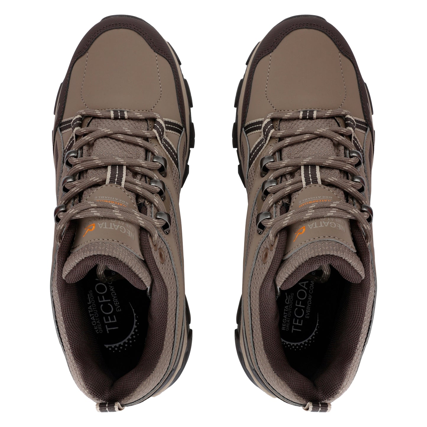 Walnut-White Pepper - Pack Shot - Regatta Womens-Ladies Holcombe III Low Walking Shoes