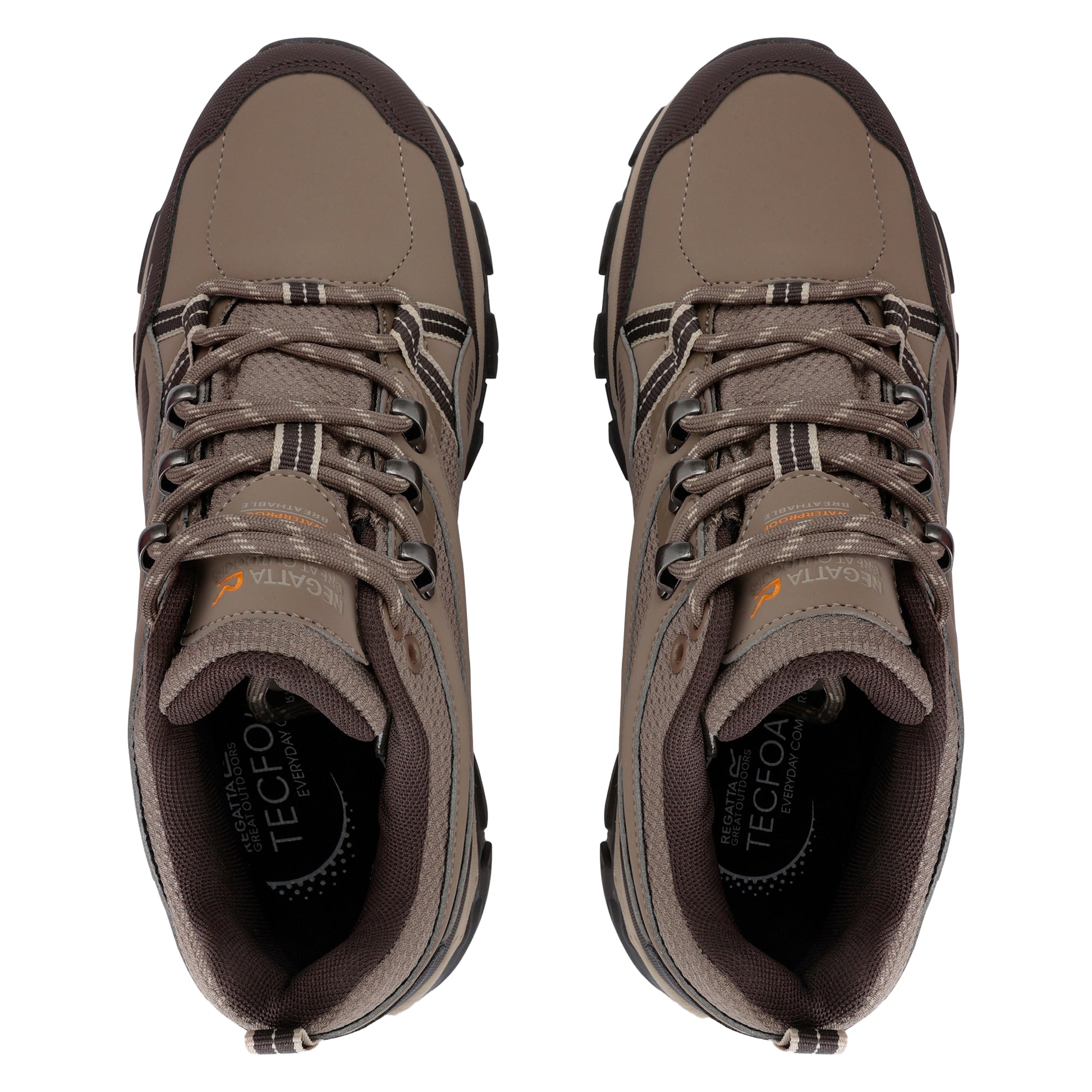 Walnut-White Pepper - Pack Shot - Regatta Womens-Ladies Holcombe III Low Walking Shoes