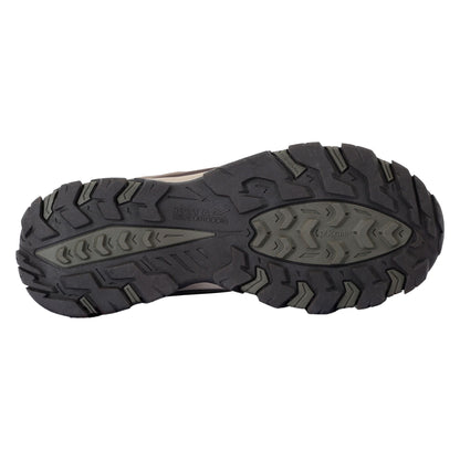 Walnut-White Pepper - Close up - Regatta Womens-Ladies Holcombe III Low Walking Shoes