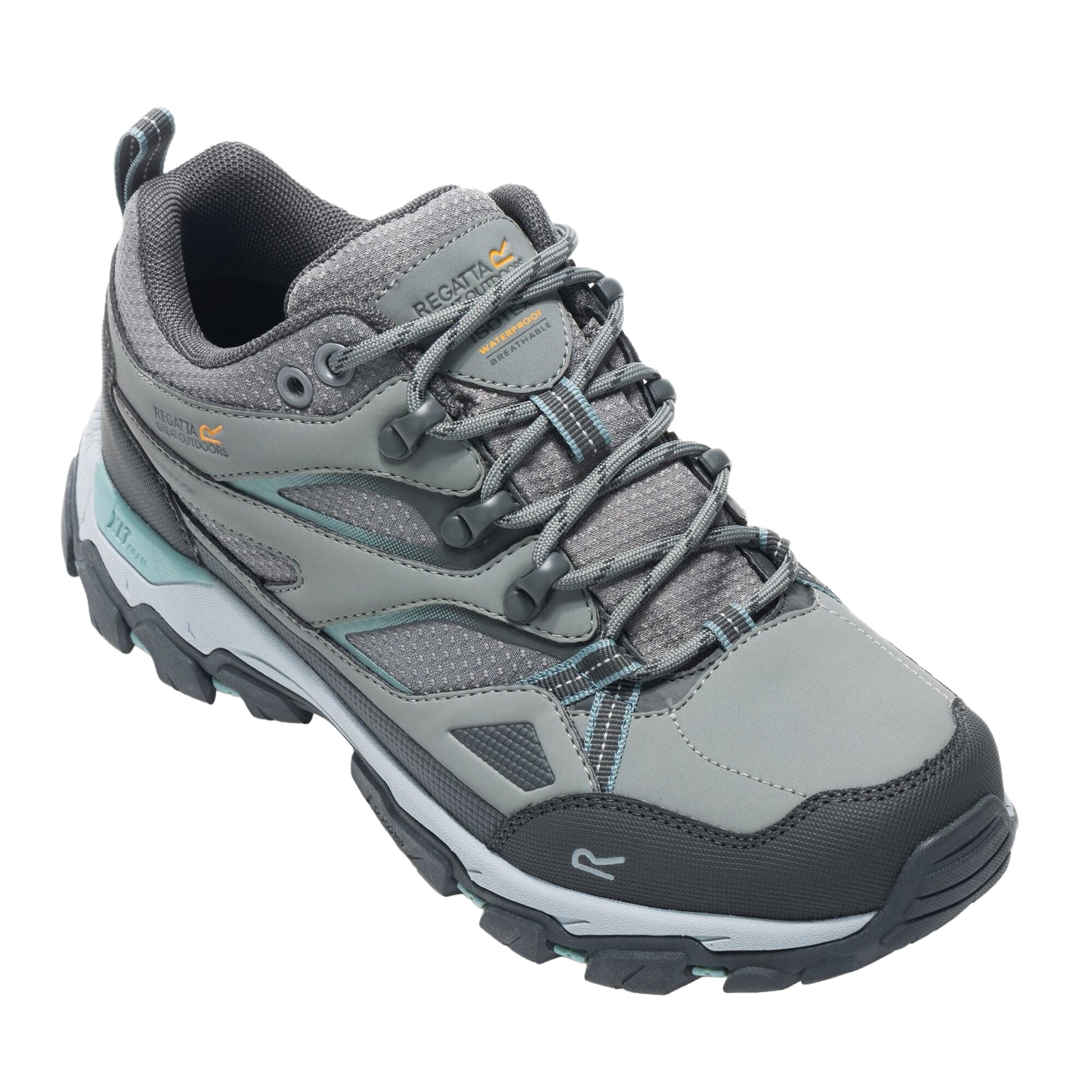 Dark Steel-Ivy Moss - Front - Regatta Womens-Ladies Holcombe III Low Walking Shoes