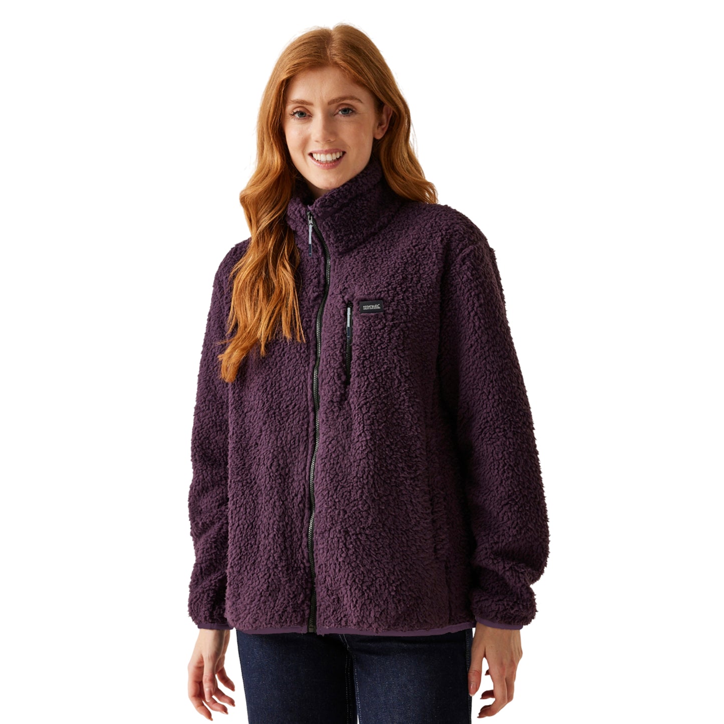 Deep Plum - Side - Regatta Womens-Ladies Ria Fluffy Full Zip Fleece Jacket