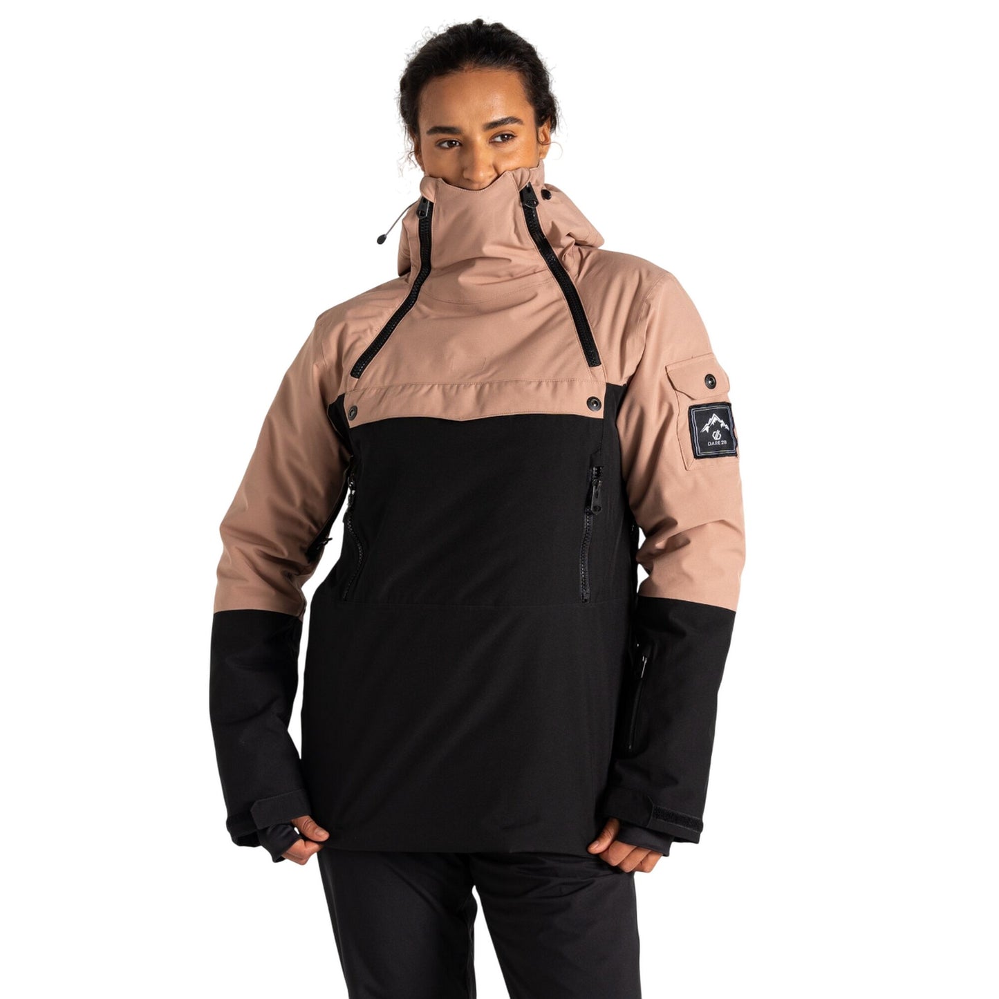 Cashmere-Black - Front - Dare 2B Womens-Ladies Slide Out Colour Block Overhead Ski Jacket