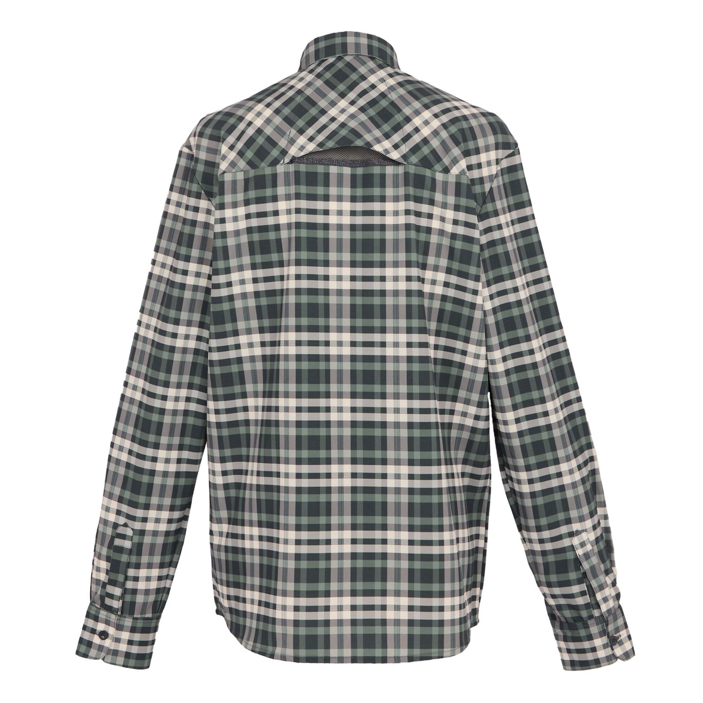 Agave Green - Back - Regatta Mens Checked Packaway Long-Sleeved Travel Shirt