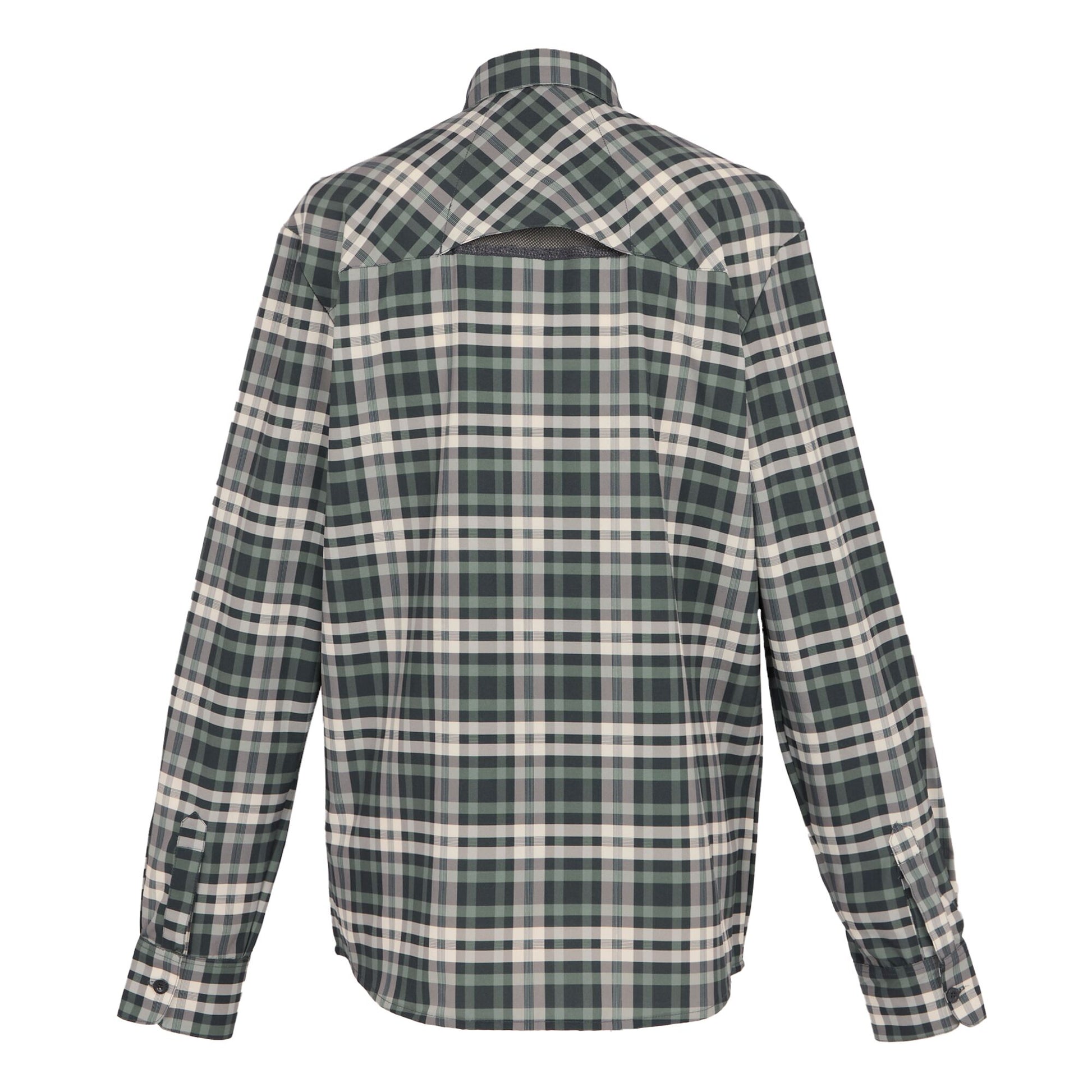 Agave Green - Back - Regatta Mens Checked Packaway Long-Sleeved Travel Shirt