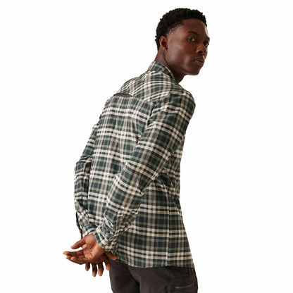 Agave Green - Pack Shot - Regatta Mens Checked Packaway Long-Sleeved Travel Shirt