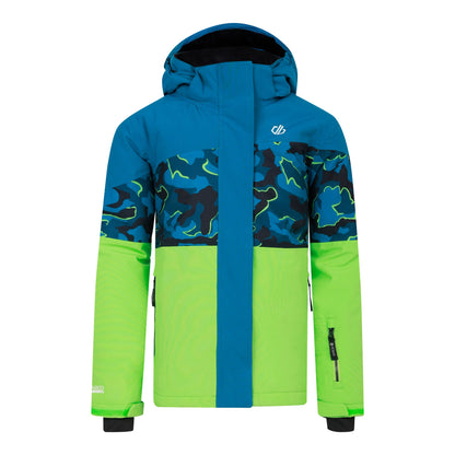Kingfisher Blue-Kingfisher Blue - Front - Dare 2B Childrens-Kids Humour III Camo Ski Jacket
