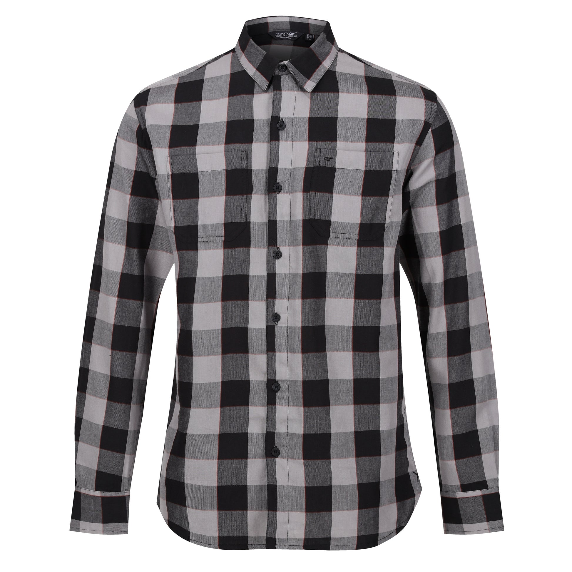 Black-Dark Grey - Front - Regatta Mens Lance Bold Check Shirt