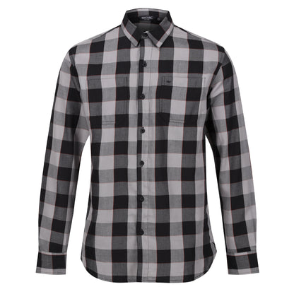 Black-Dark Grey - Front - Regatta Mens Lance Bold Check Shirt