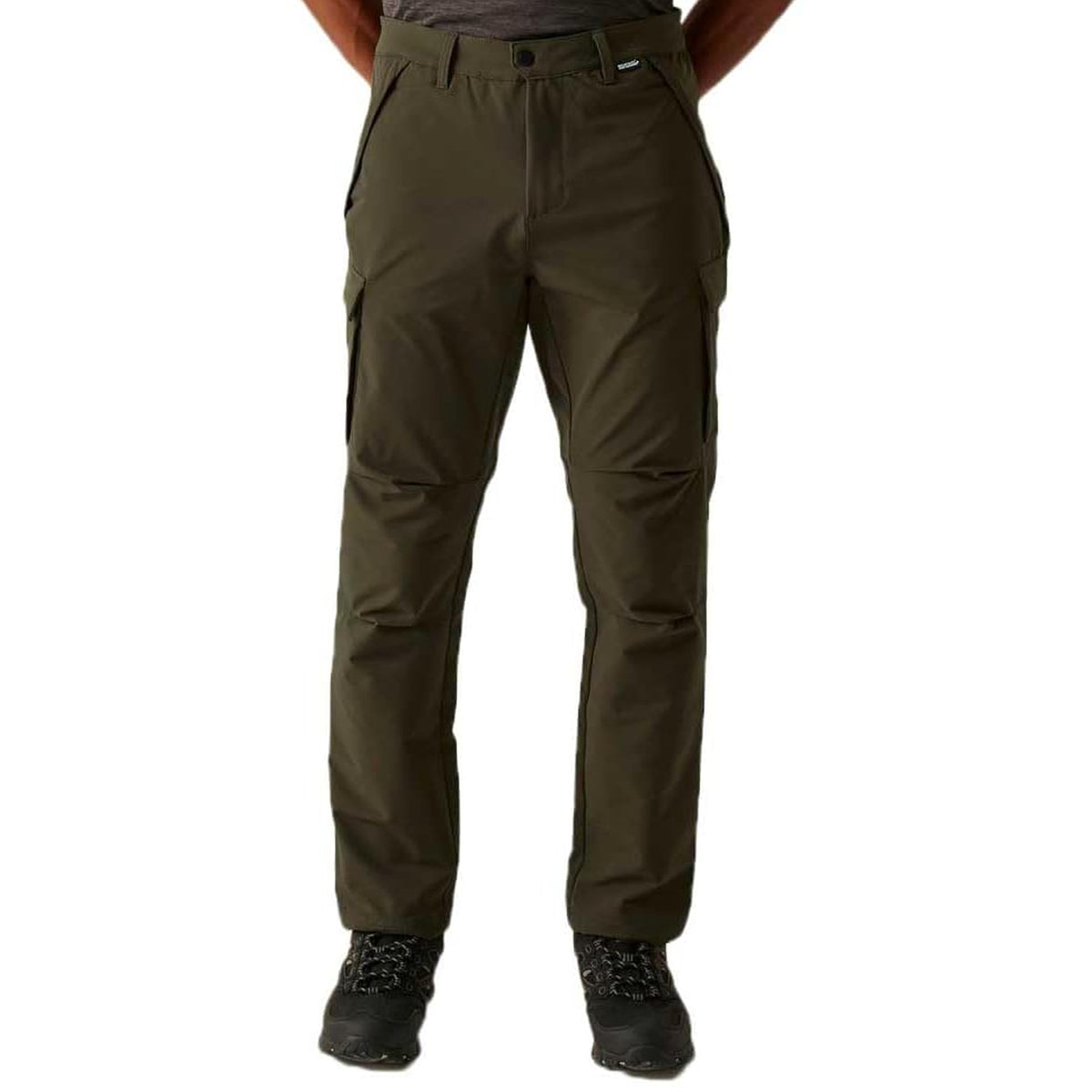 Dark Khaki - Side - Regatta Mens Questra Cargo Trousers