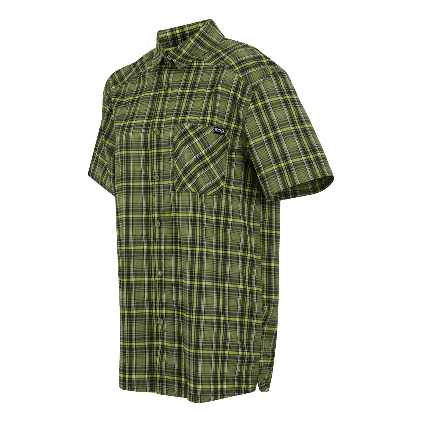 Nephrite Green-Black - Side - Regatta Mens Begarno Checked Short-Sleeved Shirt