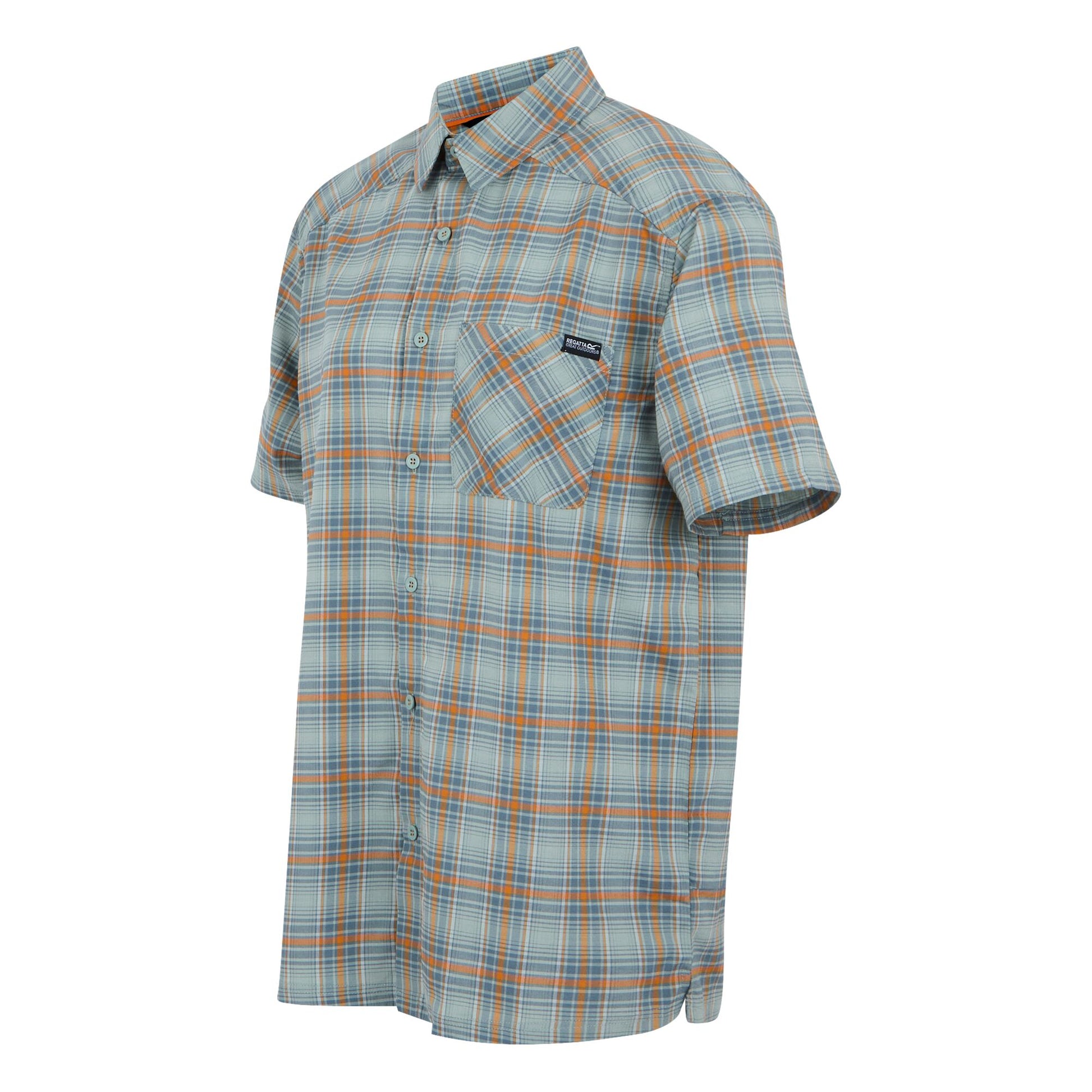 Glacier - Side - Regatta Mens Begarno Checked Short-Sleeved Shirt